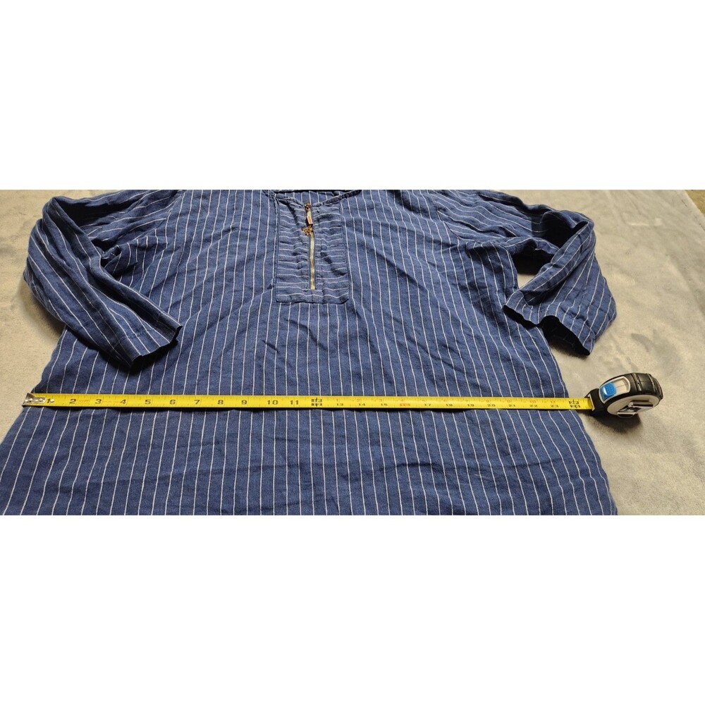 Ellen Tracy Women's Size XL Blue Striped 100% Linen Zip Up Shirt - Picture 10 of 10
